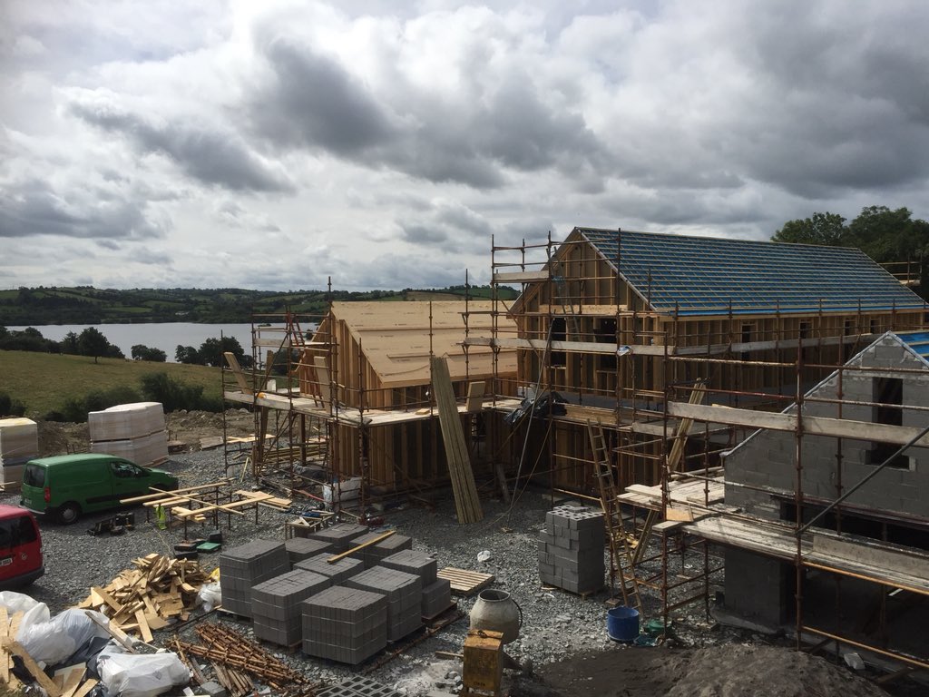 ecologicalbuild's tweet photo. Lovely day to be installing @Gutex_Daemmung #MULTITHERM #natural #insulation on @fergal5 #Passivhaus #timberframe #windtightness #breathable https://t.co/KQrRYm1n2z