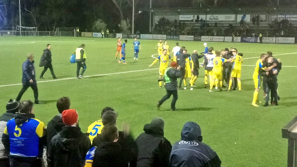 official_lesdog's tweet photo. Devonport Strikers celebrating. #NCYvDEV #FFACup #MAGICOFTHECUP https://t.co/I3nOVXcGg2