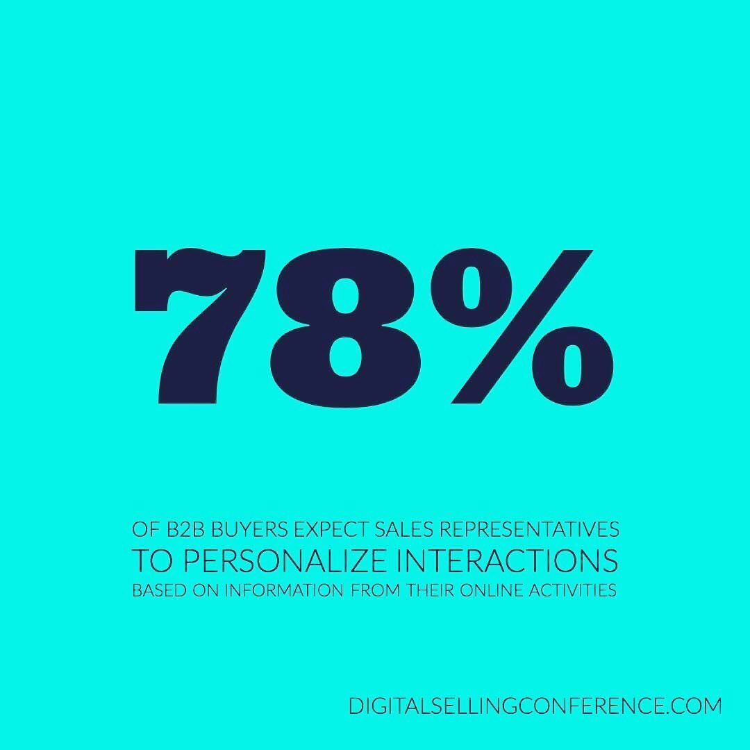digital_sell's tweet photo. Did you know that 78% of buyers expect a personalized experience from their sales professional? #24floorsup #podcast #digitalselling #digitalsellingconference #digisell #digiselling #digitalmarketing #digital #sales #digitaltransformation #transform https://t.co/BSwV4JGDg6