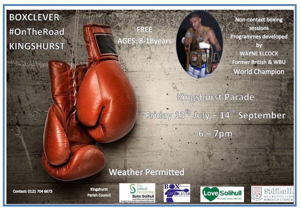 When life gets tough put on your boxing gloves 🥊                                          ⚡️FREE BOXING SESSIONS ⚡️at Kingshurst Parade 6-7pm on Friday with @BoxClever2