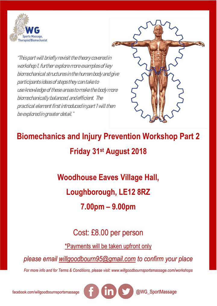 The Woodhouse Eaves workshops are back for part 2!  Let's try and get a few more booked on to this one, so please share/RT!

#Biomechanics #Posture #PostureAwareness #Running #Loughborough #InjuryPrevention #RunEasier