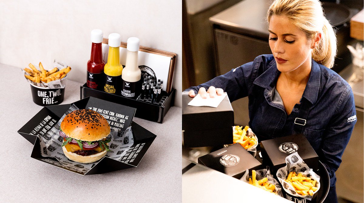 beoncomunicacio's tweet photo. Una nueva hamburguesería buscaba un nombre e imagen corporativa que proyectase una imagen fast food gourmet internacional. Casi ná.
Desarrollamos una identidad visual corporativa, así como el apellido de marca "in burguer we trust". Y nació @nickel_burger
https://t.co/D2qDCVG2Tf https://t.co/FfZM6ALwUi