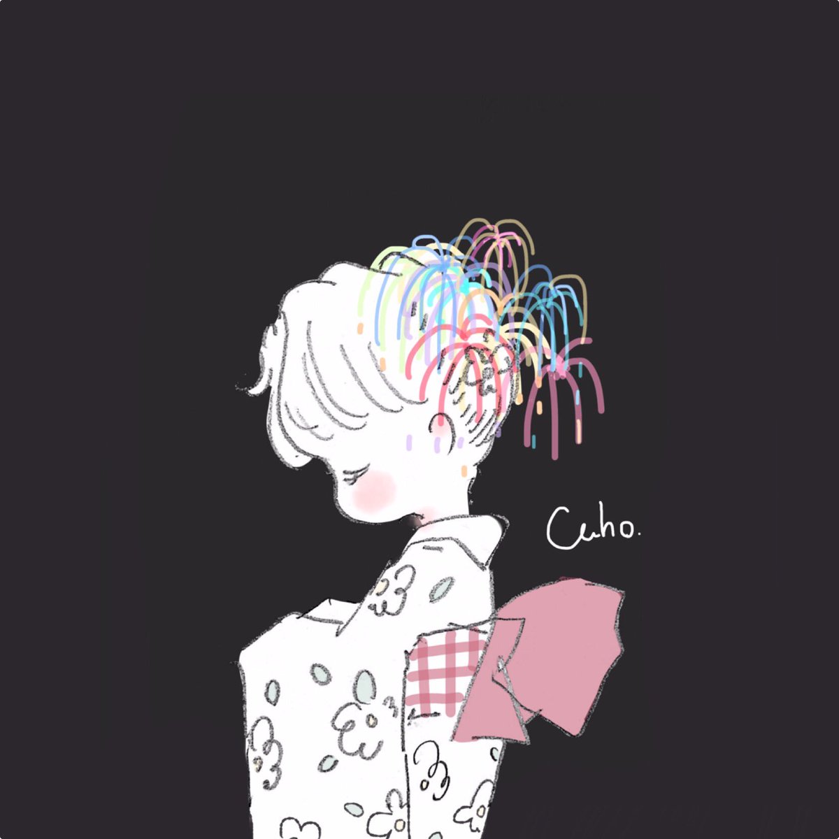 「花火の髪飾り? 」|Caho.のイラスト