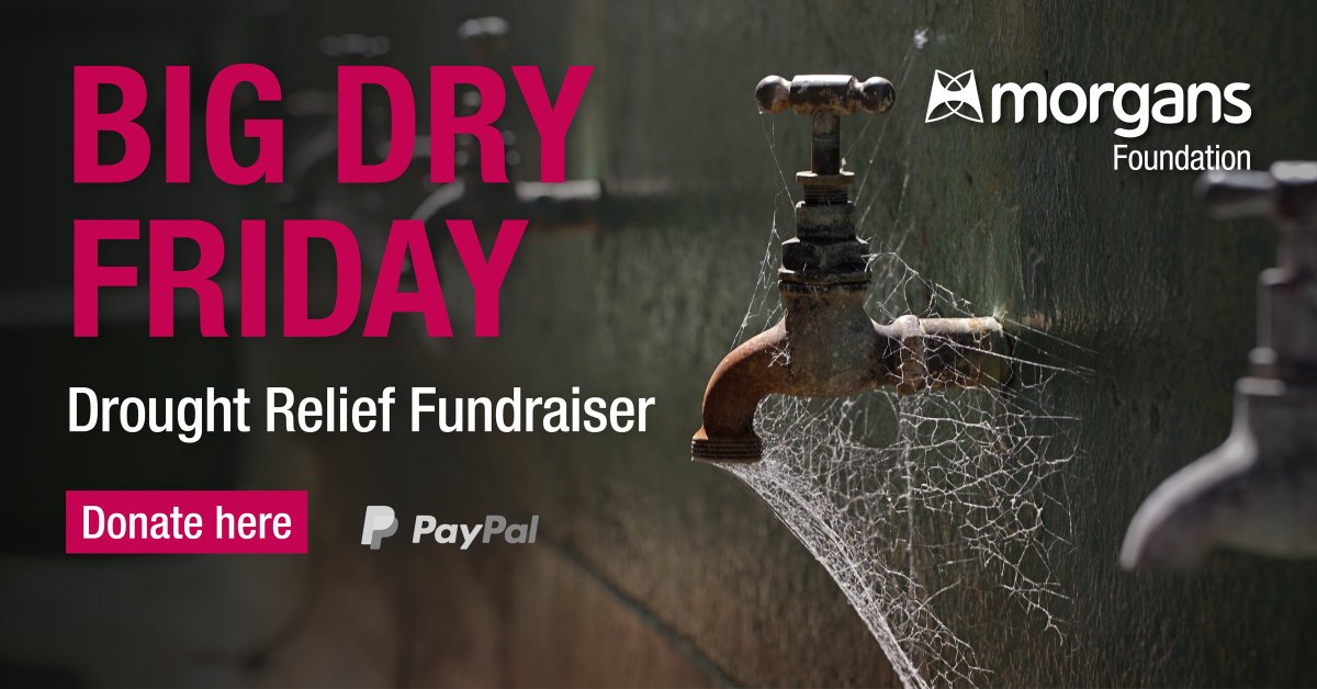 The Morgans Foundation has launched the Big Dry Friday campaign to raise funds for drought-affected #aussiefarmers. Any donation is welcome. Proceeds will go to Aussie Helpers <a href="/aussiehelp/">Brian Egan</a>. Can you help? Donate: morgans.com.au/bigdryfriday?u… #ASX #ausbiz