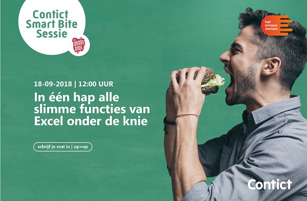 Schrijf je nu in voor de volgende Smart Bite Sessie! Tijdens deze sessie legt een Excel expert alle slimme functies van Excel uit. Klik op de link hieronder en schrijf je in!
#hetslimmewerken #contict 
contict.nl/smart-bite-ses…