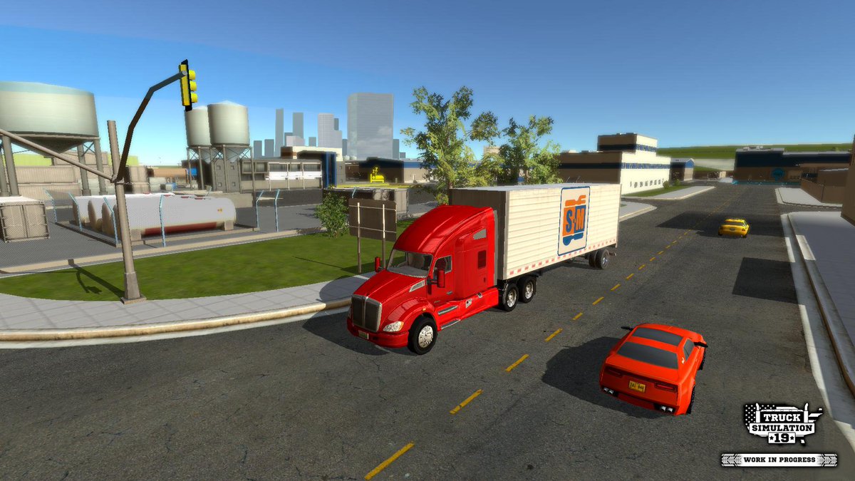 Are you curious about the first screenshot of the new Truck Simulation 19? Impressive skylines, crowded industrial areas, and the American Highway feeling will soon be available on your mobile devices anywhere and anytime. #TRUCKSIMULATION19 #astragon #jujubee