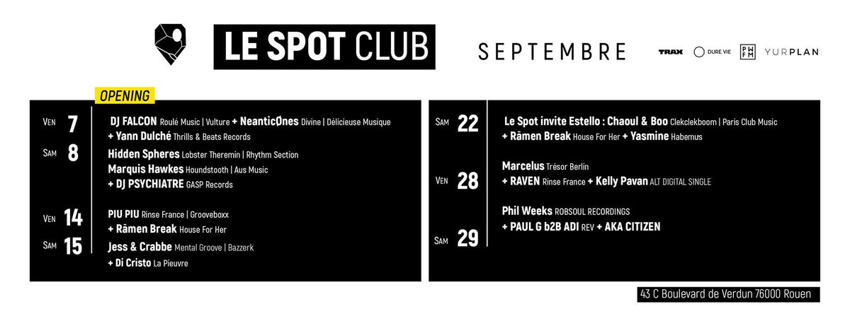 <a href="/LeSpotClubRouen/">Le Spot Club</a> - Programmation Septembre 2018 ✨