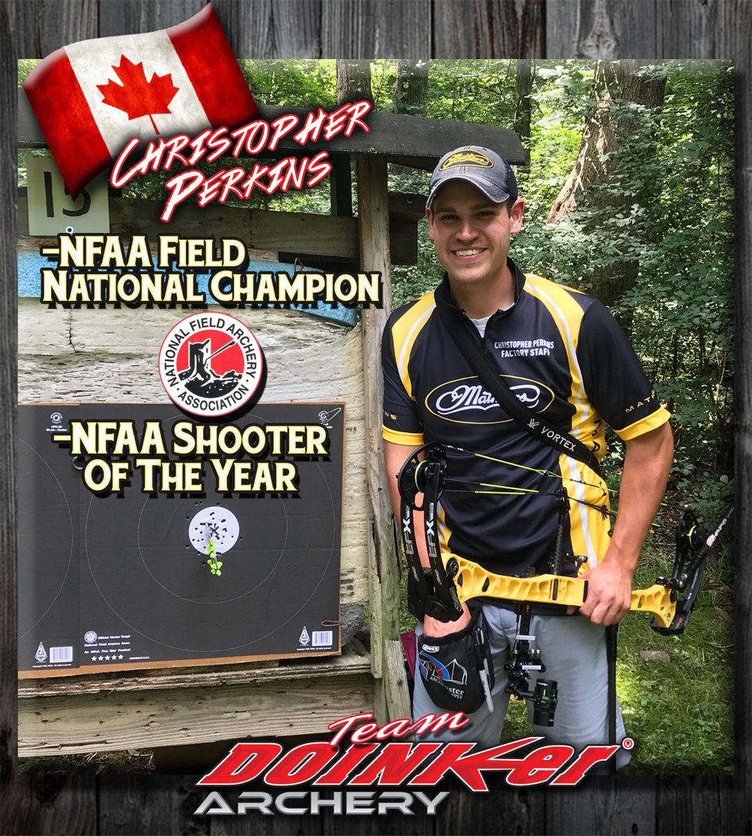 DoinkerStabs's tweet image. Congratulations to Team Doinker&apos;s Christopher Perkins of Canada for becoming the 2018 NFAA Field National Champion and also the 2018 NFAA Shooter Of The Year!
#TeamDoinker #NFAA #ShooterOfTheYear #FieldNationalChampion  #HeroUltraHiMod  #Doinker #Archery