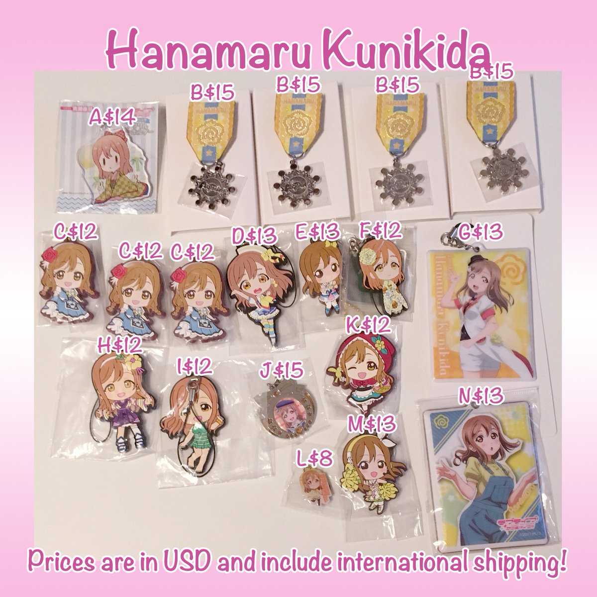 anipanpan's tweet photo. Current Love Live's Hanamaru Kunikida merch available! Let me know if there's anything you're interested in!
*Prices are in USD and already include worldwide shipping!* https://t.co/ksEA5TuWa4