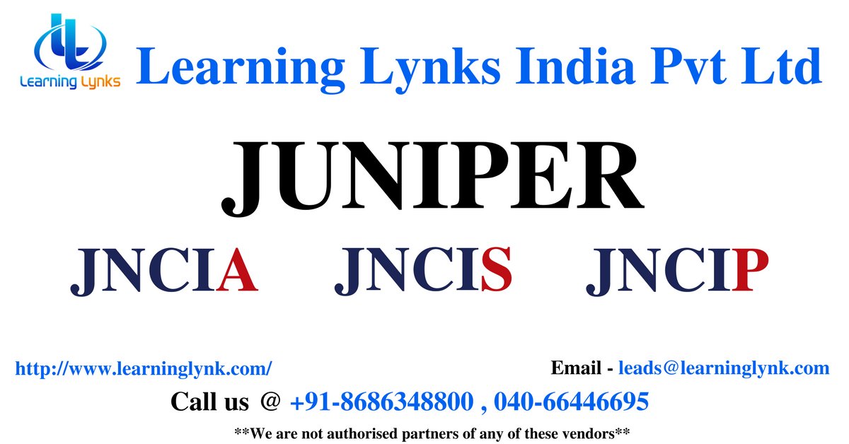 LearningLynk's tweet image. Juniper #JNCIA #JNCIS #JNCIP at Learnig Lynks India Pvt Ltd for more detais visit goo.gl/5uf7fF or call us at +91 8686348800 , 040 66446695
** We are not authorised partners of any of these vendors**