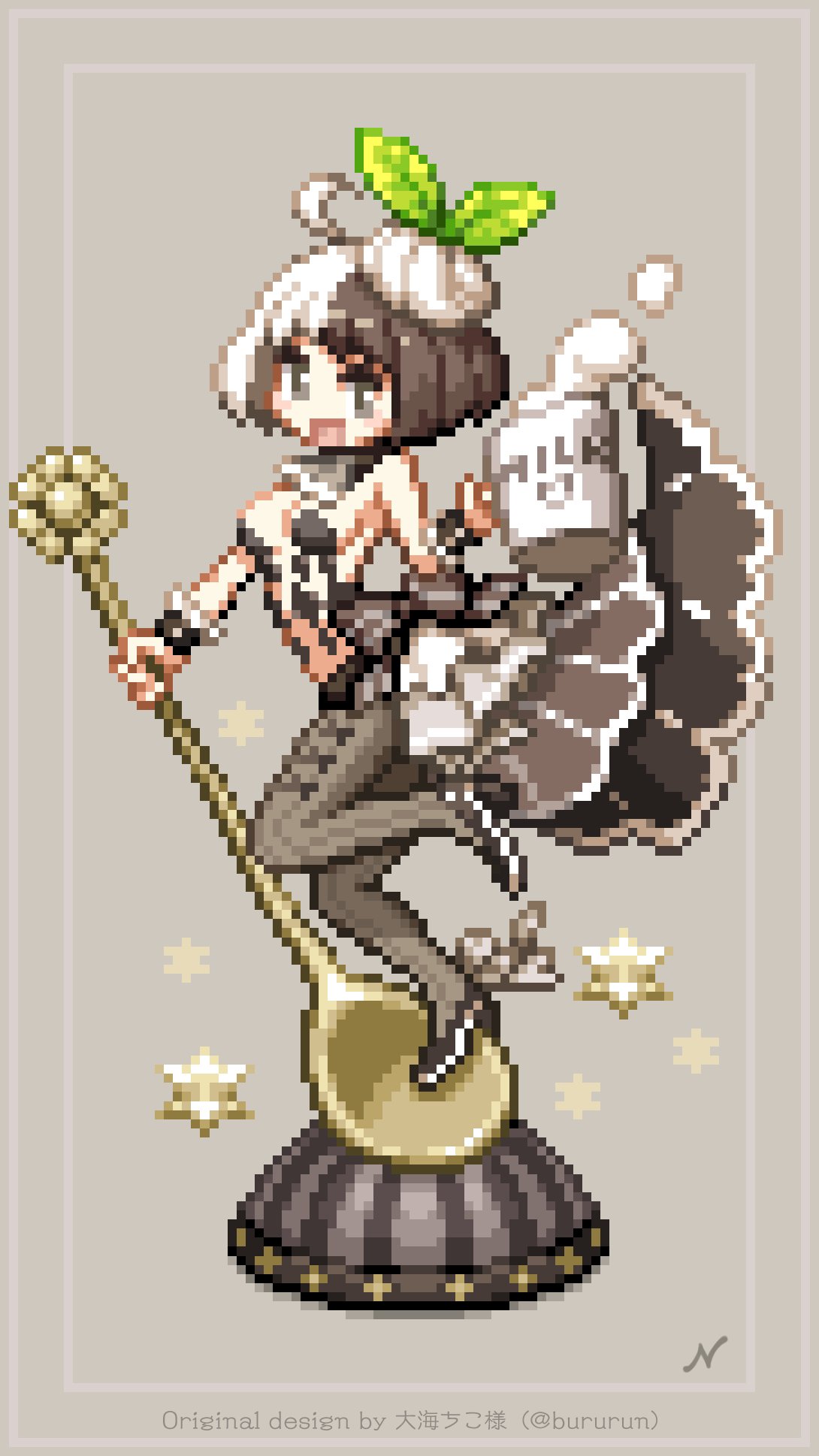 M Nishimura 在 Twitter 上 大海ちこさん Bururun の コーヒーゼリー を描かせて頂きました デフォルメの方と迷ったんですが頭身高めの方で描いてみました ビター ミルキーな色使いが可愛いキャラですね ドット絵 Pixelart あなたの キャラドット化企画