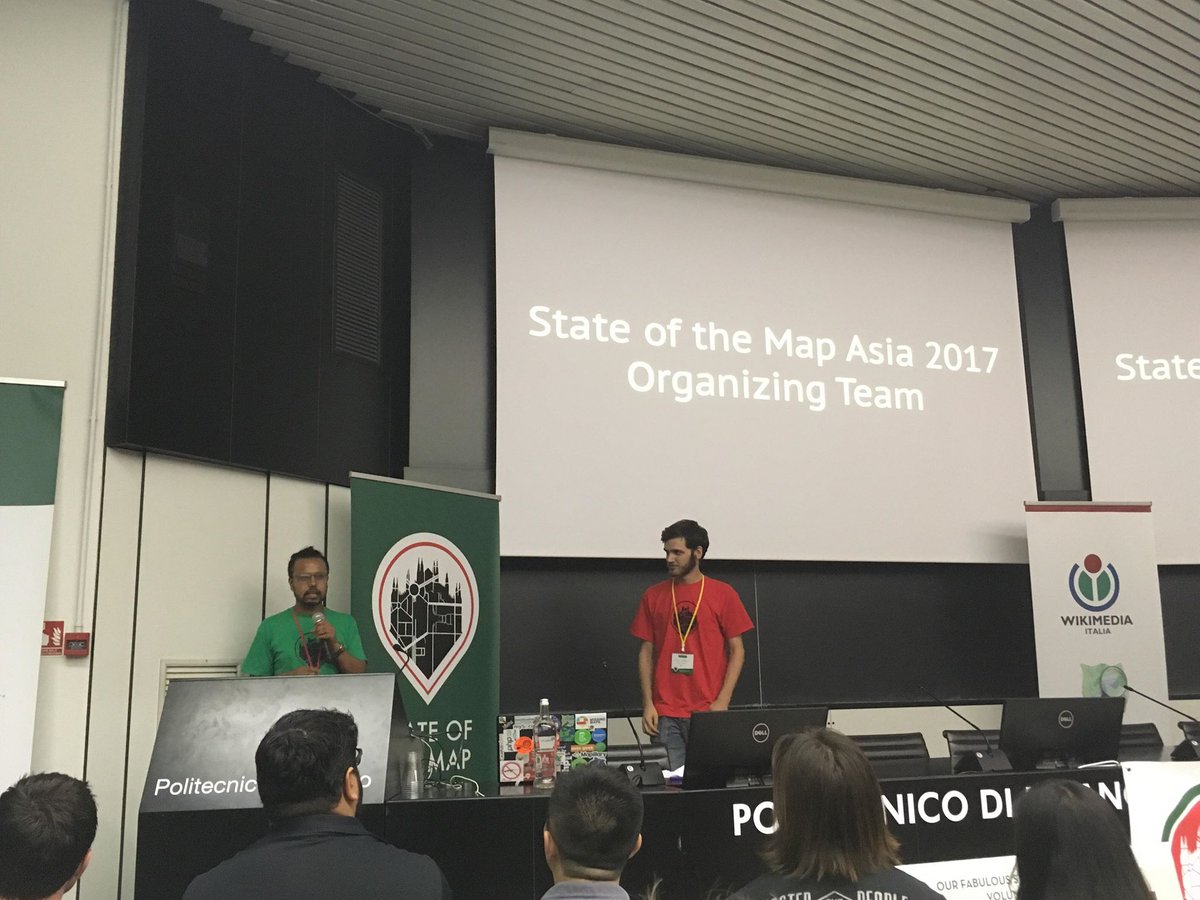 KTMLivingLabs's tweet photo. State of the Map Asia (SotM-Asia) 2017 Organizing Team won the Improving the Asia  category in OSM Awards 2018 during the closing of State of the Map 2018  in Milan, Italy. #sotm @SotmAsia @sotm https://t.co/0YdNppgKyV