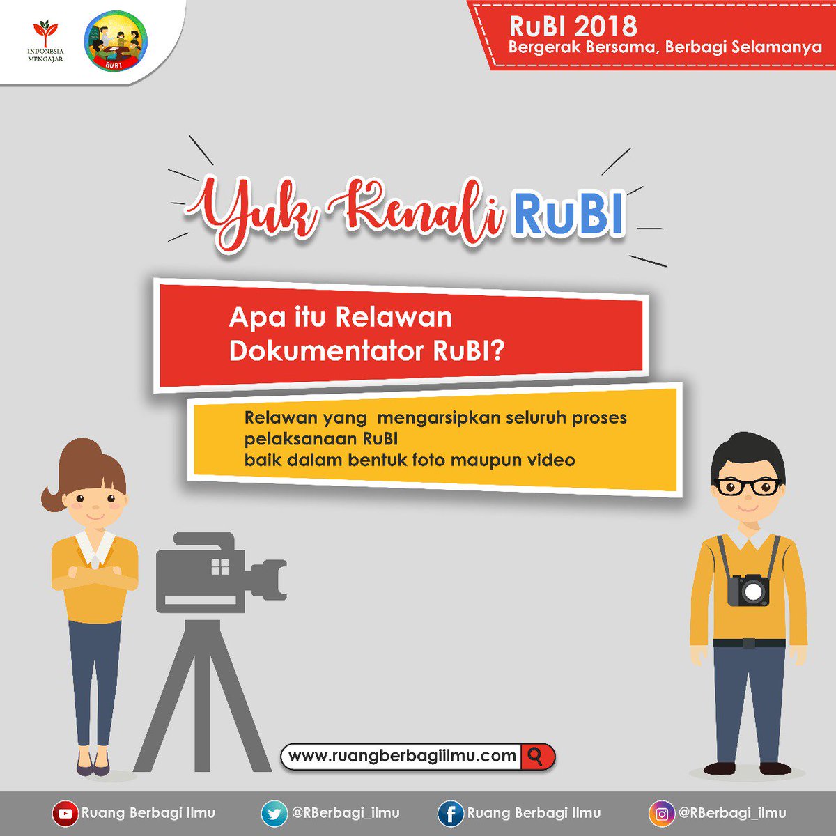 Apa sih relawan narasumber dan relawan dokumentator RuBI? Yuk, dibaca penjelasannya supaya yakin ketika mengisi formulir pendaftaran.

Ayo, dftarkan dirimu klik 👇bit.ly/DokumRUBI2018

Periode pendaftaran: 30 Juli - 23 Agustus 2018 

#BergerakSelamanya #BerbagiBersama
