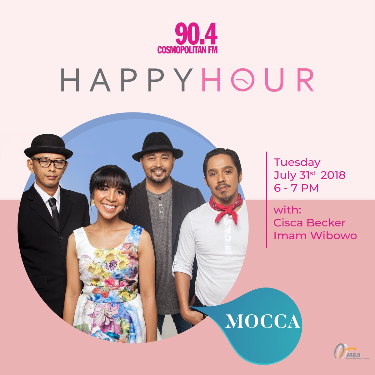 Kangen doong dengerin suara merdu dari group musik asal Bandung <a href="/moccaofficial/">MOCCA</a> ini? Sore ini, Mocca akan datang dan menemani Anda di #HappyHour, lho! Jangan lewatkan keseruannya, hari ini jam 6-7 malam! Stay tuned! #904HH #HappyHour