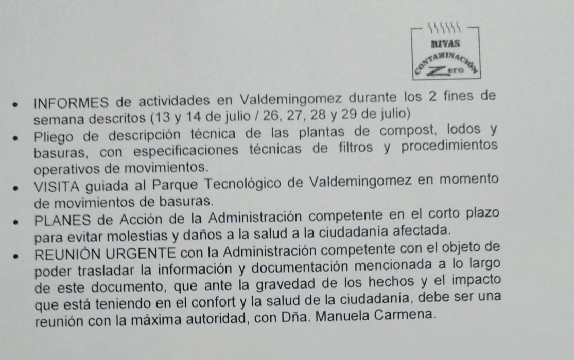 Hoy hemos pasado por registro las hojas de solicitud de informes, visitas y reuniones destinadas a las administraciones correspondientes (Alcaldesa de Madrid, Concejala de Medio Ambiente de Madrid y Alcalde de Rivas Vaciamadrid)  #valdemingomez #vertedero #rivasvaciamadrid