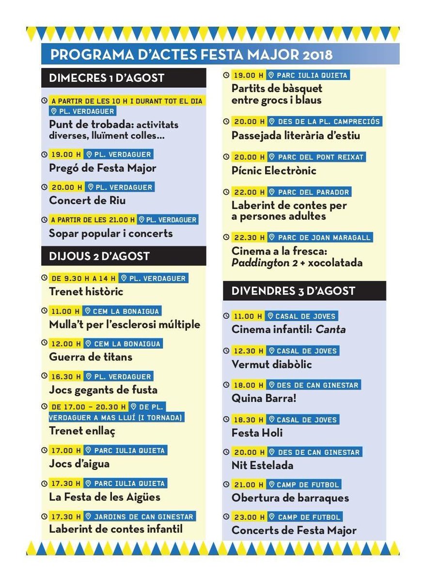 MESSantJustDesv's tweet photo. Falta un dia per iniciar la #FestaMajor de #santjust, de l’1 al 6 d’agost. #fmsantjust2018 @festessantjust #elnucli #grocsiblaus18 viu-la gaudeix-la i recorda #NomésvalsietdicSí https://t.co/Kh0N17lJ0u