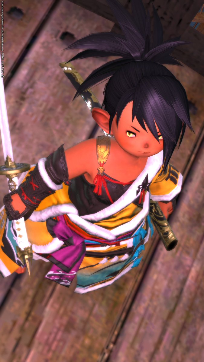 りゅか 槍 ひえ 黒髪のこの髪型だとヒエン様の幼い頃って感じがして尊い ありがとう神様 半年ぐらい前から着たいと思ってた服なんだよ 4枚目はいつもの自分が装備するとこうなるヤツ Ff14 ララオス ララフェル