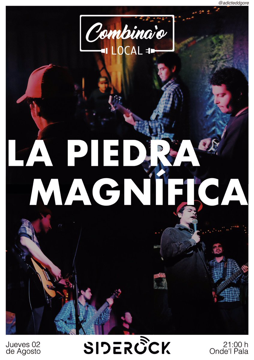 sindicatoderock's tweet photo. No te pierdas este jueves la última sesión de Combina’o Local junto a La Piedra Magnífica!!
21:00h Onde’l l Pala, te esperamos!
#CombinaoLocal #siderock #sindicatorockchillan https://t.co/IiwU7JJbXF
