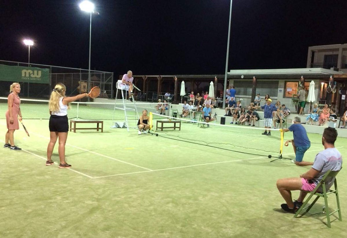 MWLevante's tweet photo. @mwholidays 
#mwmoment 
The ‘Vikings’ (Anne and Sofia) stand firm as another controversial line call rocks Wednesday’s Tipsy Tennis final.  Eventual winners Pete and Alex look on!

‘You cannot be serious!!!’ 
😎 https://t.co/aqcuYrlwNv