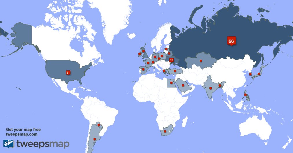 I have 2 new followers from Russia last week. See tweepsmap.com/!ekaterina2073