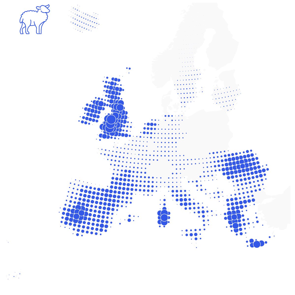 maartenzam's tweet photo. [NEW] The Herds of Europe: grid bubble maps of EU livestock distributions https://t.co/5zSX1cSodD  Heavily inspired by @jschoeley https://t.co/WxXRBa3Oxl
