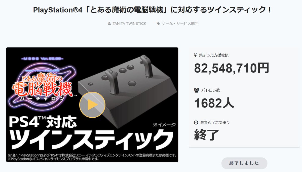 TANITAツインスティック・プロジェクトを応援、ご支援下さった皆さま 