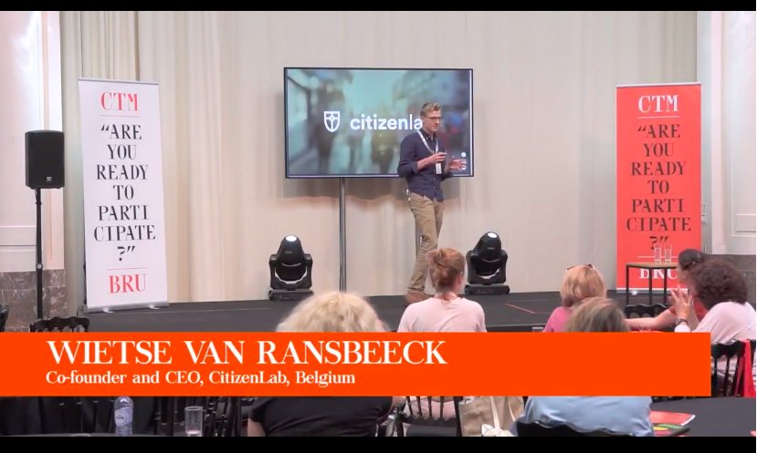 CTA_Conference's tweet photo. VIDEO: Watch @WietseVR talk about @citizenlabco, a digital infrastructure that empowers local democracy to address the widening gap between citizens and municipal governments. #CTMBRU
https://t.co/Vm7y9MPHN6 https://t.co/GNvRDUof1E