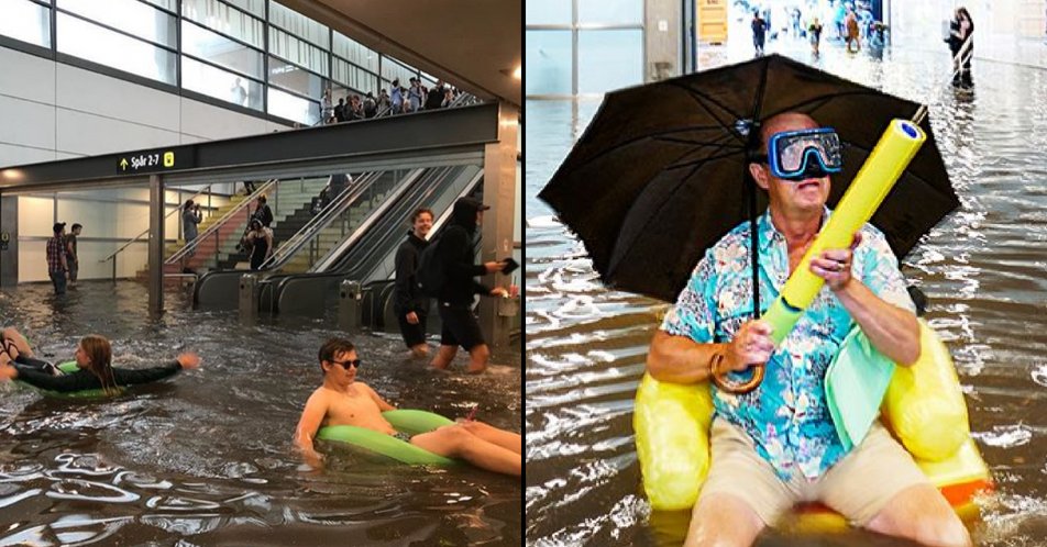 ladbible's tweet photo. Swedish train station floods so residents turn it into swimming pool.
https://t.co/NANIJyV1vO https://t.co/bQaXpkzYva