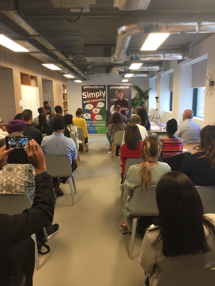 choudhry_kasim's tweet photo. A full house at @Pathway2Grow #CoffeeandNatter hosted by @lukebodin at the new @Spaces_Crossway serviced office space. #NetworkLearnGrow https://t.co/wGB7q1Clah
