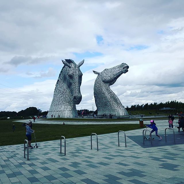 MaryALafferty's tweet photo. Today is out to the Kelpies. Well...the Helix play park at the Kelpies... #kelpies #helixpark #falkirk #scotland #sculpture https://t.co/uPqGN4wiiw https://t.co/lzUJ5Me0Q7