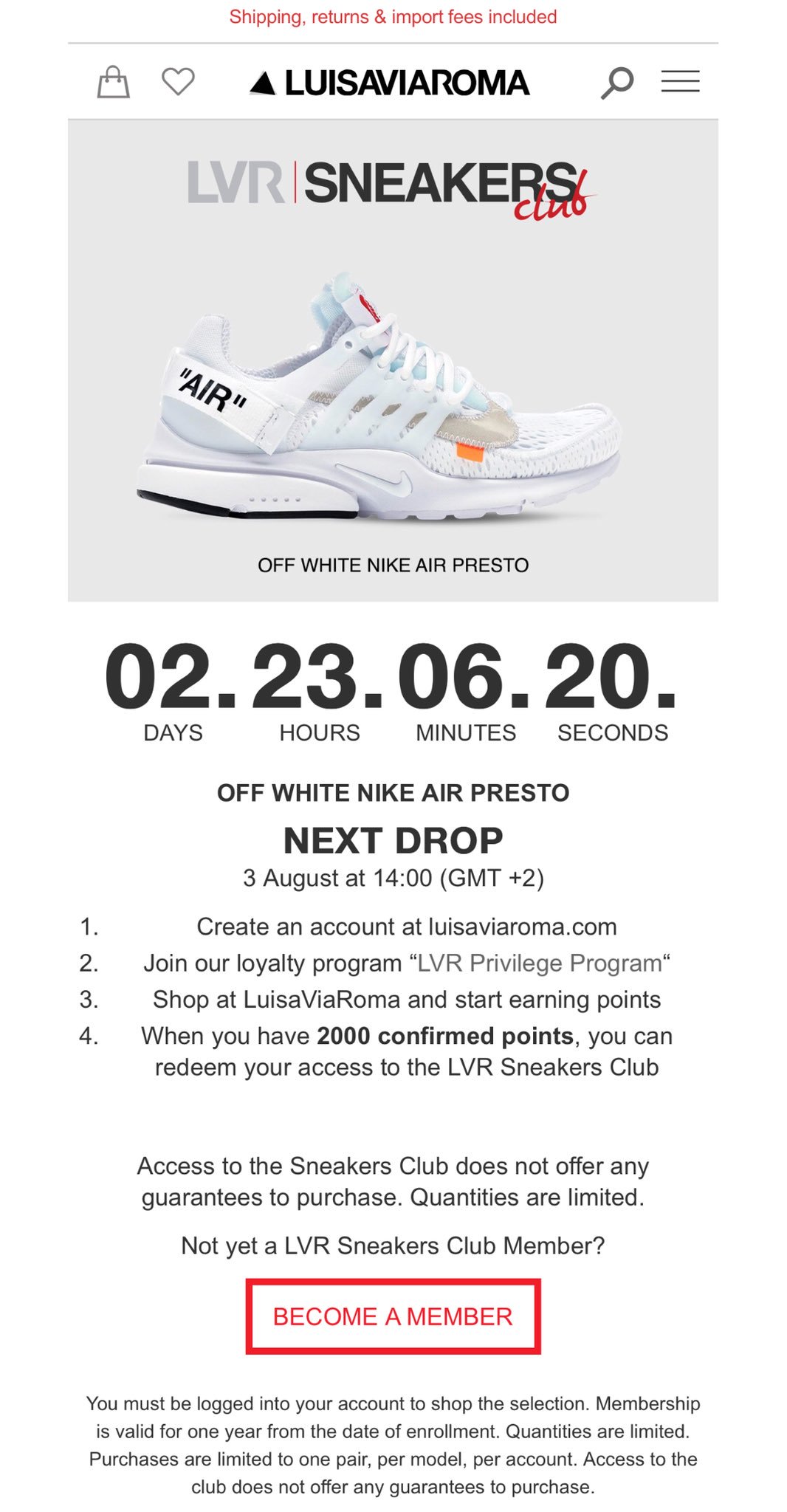 SNKR_TWITR on Twitter: "Off-White x Nike Air Presto “White” drop on Luisaviaroma all LVR Sneakers Club members. Global shipping https://t.co/Lz72ytdlr3 #snkr_twitr https://t.co/ctY5VEo5Fk" / Twitter