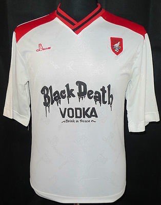 barafundler's tweet photo. #OTD in 1990, Football League authorities query #Scarborough’s new kit sponsor, Black Death Vodka https://t.co/FRBLN4IM1m