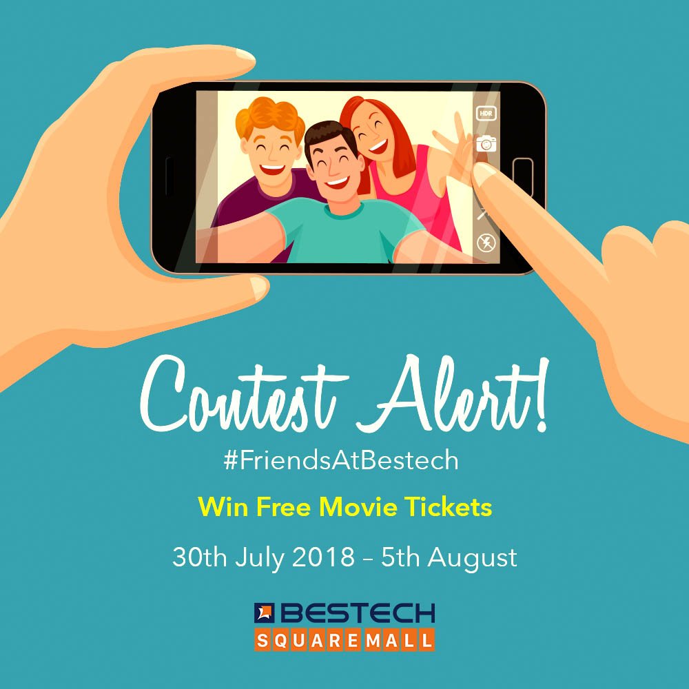 BestechSquare's tweet photo. Contest Alert! This Friendship Day we bring to you an interesting contest which will get you free movie tickets. Watch this space for more information. #FriendsAtBestech #BestechSquareMall https://t.co/wZRHKsZK6j