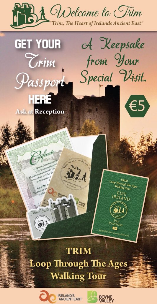 TrimTourismN's tweet photo. Have you got your Trim Passport and “Loop through the Ages” Walking Tour yet ??? #StayInTrim #BoyneValley #IrelandsAncientEast #Trim #TrimCastle #Ireland https://t.co/rff7tcgoIW