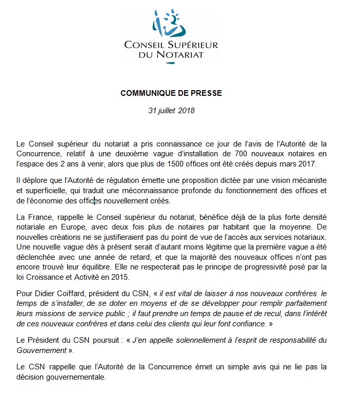 Notaires_CSN's tweet photo. #InstallationNotaires | L'avis de l'@Adlc_ relatif à la nomination de 700 nouveaux #notaires est peu réaliste et encore moins compréhensible. La profession souhaiterait laisser le temps aux #notaires récemment installés de se développer @NBelloubet @justice_gouv @_Bercy_ https://t.co/GfDpqakdRV