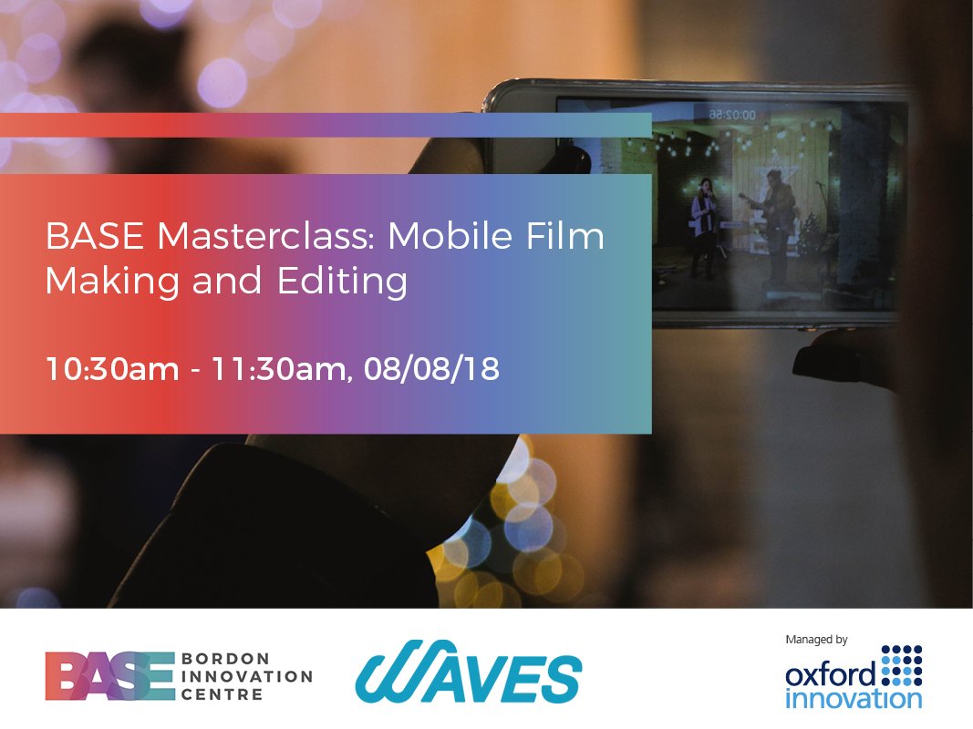 Base_Bordon's tweet photo. Join our master class on Mobile film making and editing and learn from the professionals from The Waves Video @MartinevanWoude - 8th August - Sign up here: https://t.co/ZK3syeauqp #Bizhour #Filmaking #Masterclass #BASEBordon @rjpmay https://t.co/AIrVh0whws