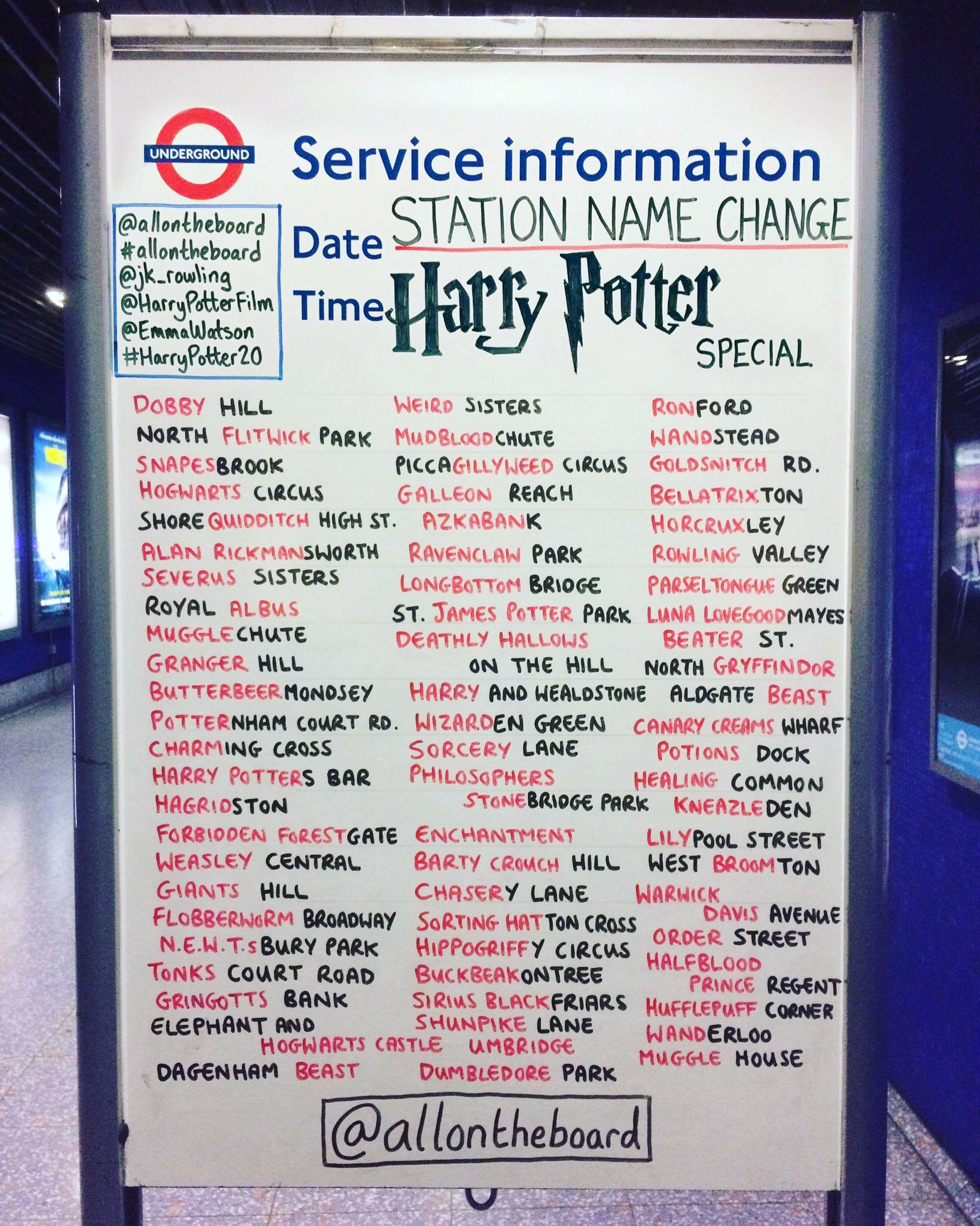 All On The Board On Twitter Station Name Change Harry Potter Special By Allontheboard Can You See Your Suggestions Happybirthdayjkrowling Happybirthdayharrypotter Happybirthdayharry Harrypotter Jkrowling Potterheads Harrypotter20