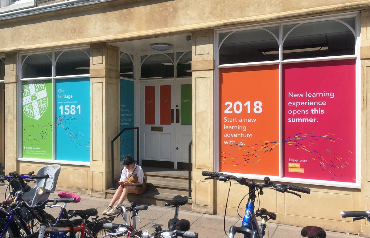 bigprintinguk's tweet photo. Temporary window graphics recently surveyed, supplied and fitted at the Cambridge University Press bookshop #signage #windowgraphics #vinyl #print #largeformat #cambridge #bigprinting https://t.co/N8hMhLT6Cs
