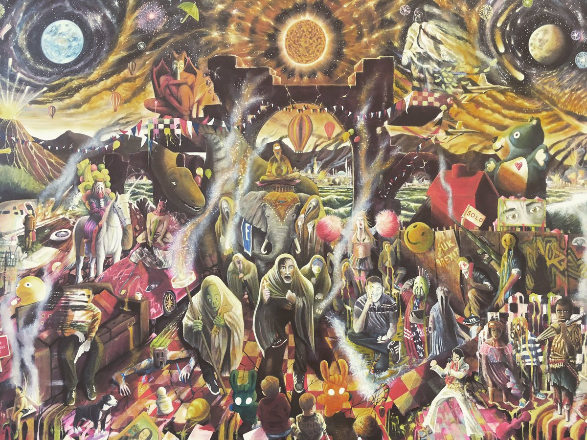 LpoolArtFair's tweet photo. Alan Murray's 'The Damned Parade' has turned a lot of heads this week! The more you look, the more you'll see, so come check out the astonishing original in the flesh #alanmurray #liverpoolartfair #buyart #northernartists #localart #pierhead #artinliverpool https://t.co/kFswnkRlxP