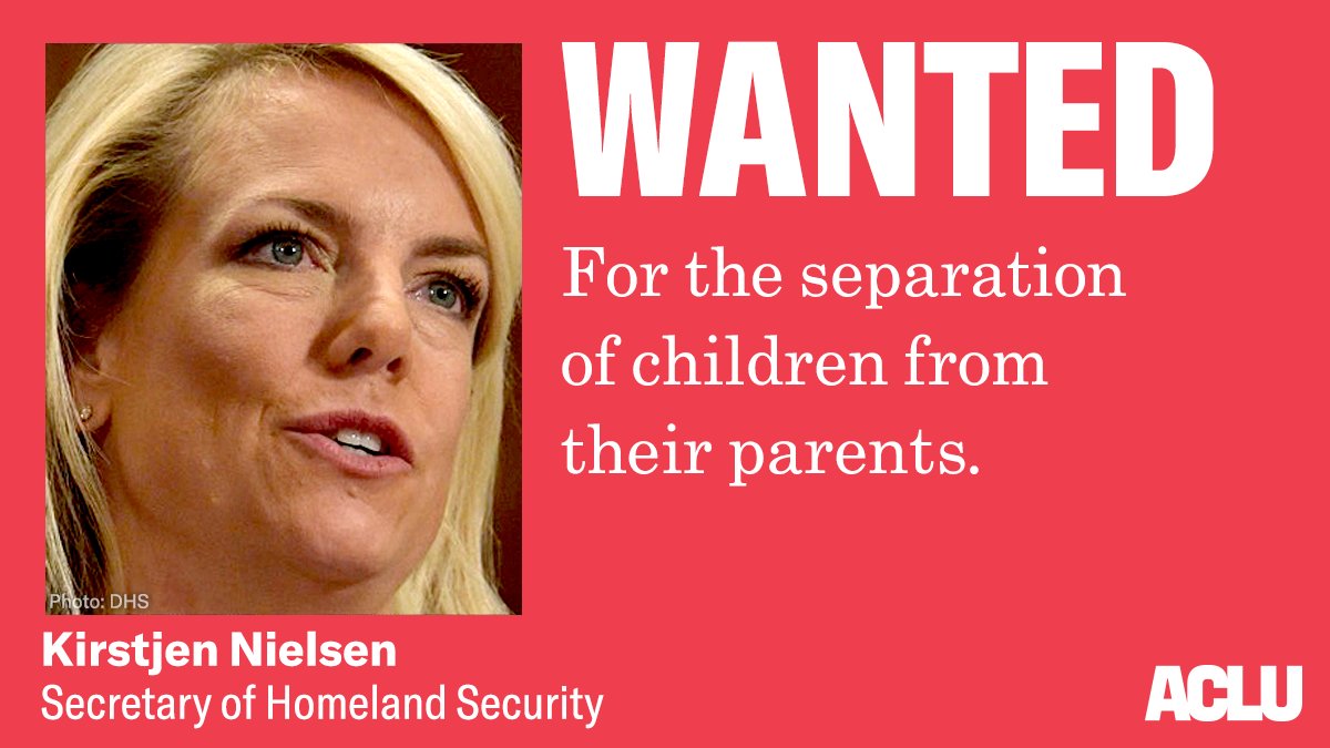 ACLU's tweet photo. Parents and children who are still waiting to be reunited aren't getting a minute's peace. Neither should the officials who separated them.

@SecNielsen is in New York today and we’re making sure she hears our message loud and clear. #FamiliesBelongTogether https://t.co/45E4fSbJIG