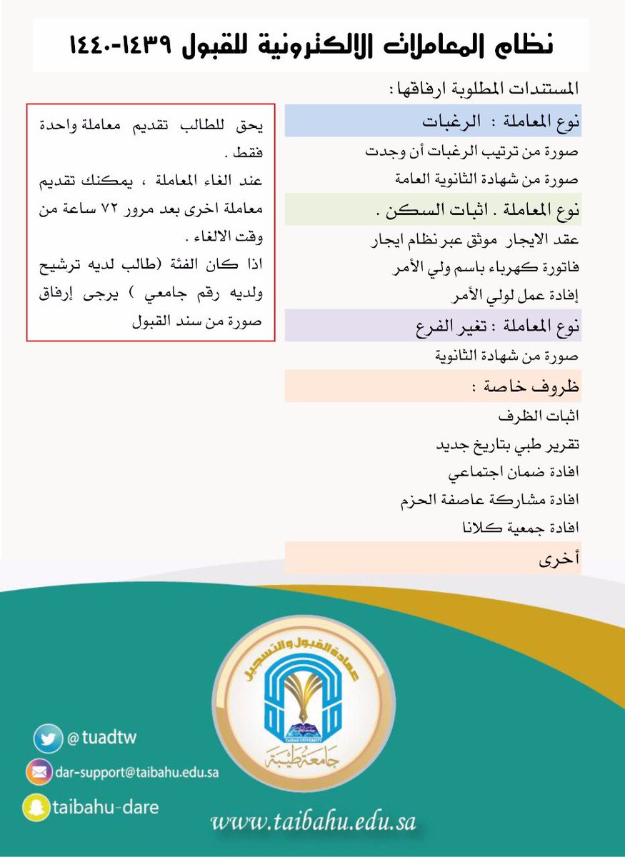 جامعة طيبة المعاملات