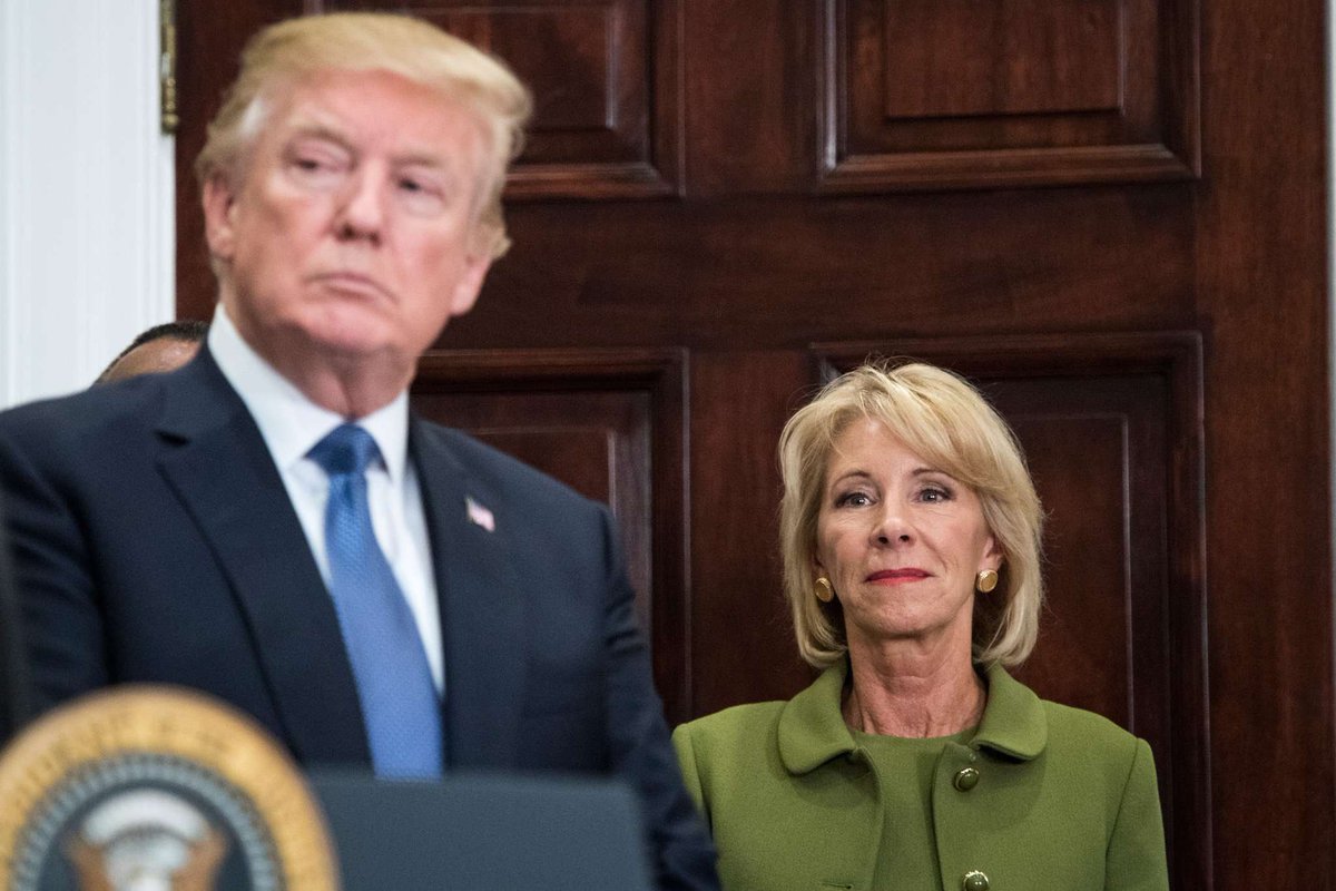 Wallski775's tweet image. How do you enforce civil rights? Under Betsy DeVos, a stark shift in approach. #DeVosWatch Don’t Be DeVossed washingtonpost.com/local/educatio…