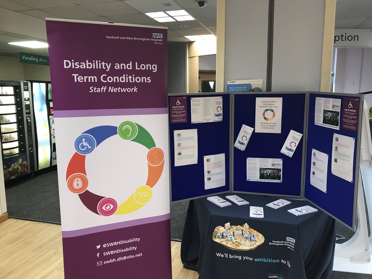 ⁉️Set up at Rowley Regis Hospital 🏩Entrance 

Want to know what the SWBH Disability &amp; Long Term Conditions Staff Network is doing for you &amp; colleagues across the Trust, pop along &amp; see us 12-2pm and meet us⁉️

#Inclusion #DisabilityAwareness #LongTermConditions #SWBHFamily