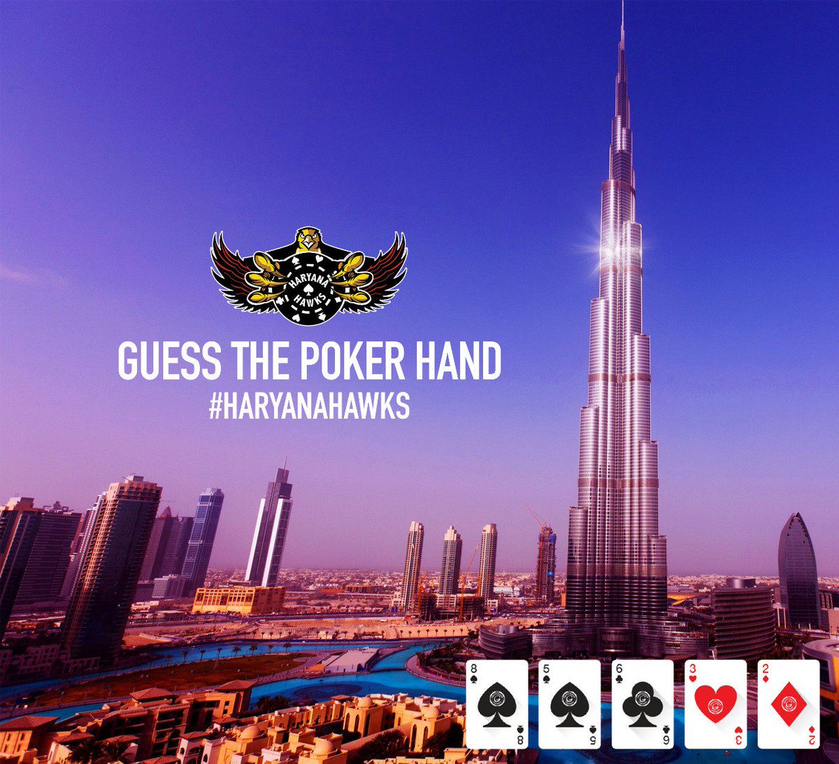 It’s the cards that you get that carve your game. Guess the poker hand in the picture. Mention your answer in the comments section below.
#HaryanaHawks #BeAHawk #PokerIsASport #WednesdayWisdom #wednesdaythoughts #pokerquiz #brainteaser #WednesdayMotivation