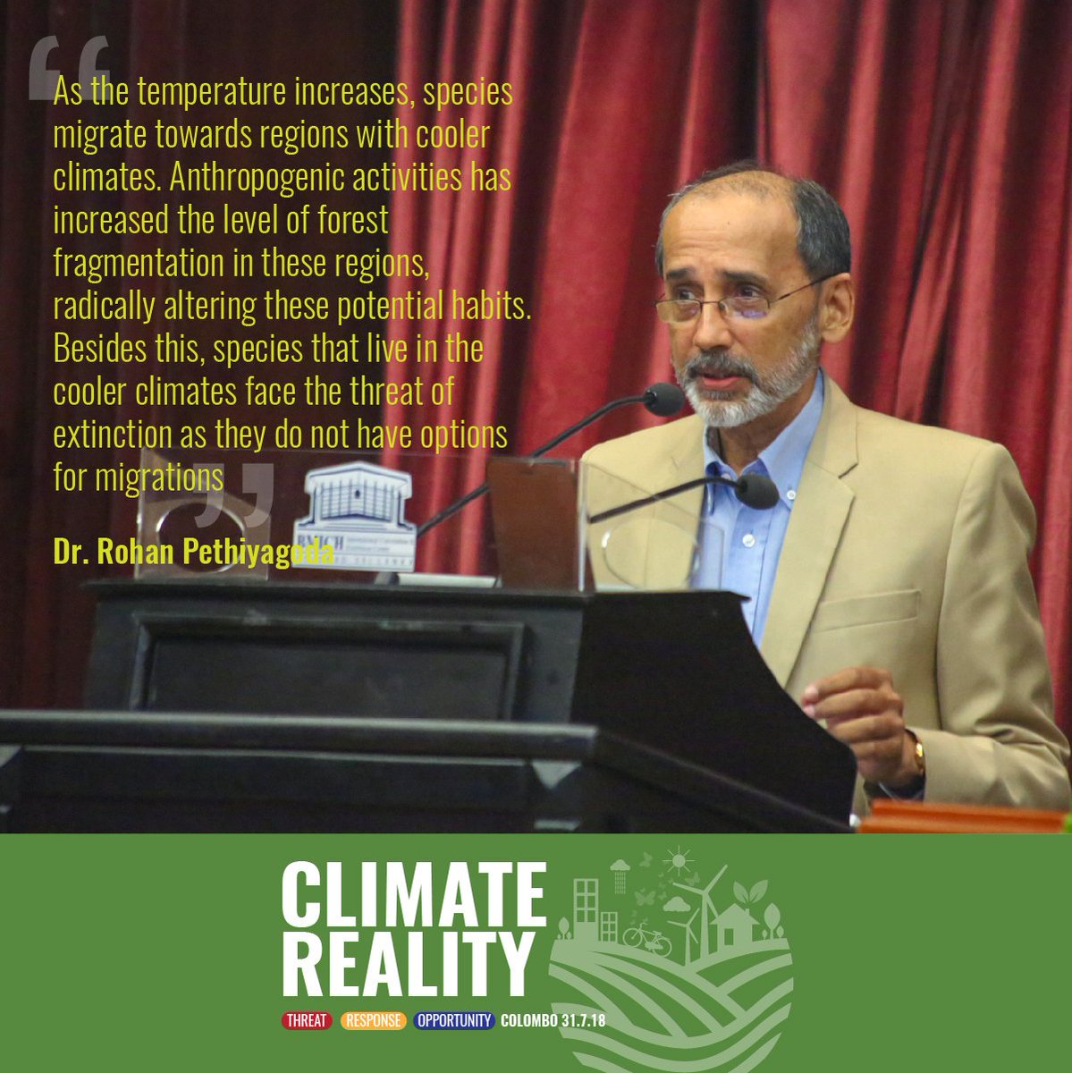 Dilmah's tweet photo. Dr. Rohan Pethiyagoda - Conservation specialist and Taxonomist, at Dilmah Conservation @UNGCSriLanka Climate Reality Forum SriLanka.
#climateforumSL #ClimateReality #ClimateChange #ClimateActionSriLanka #ForLoversofLife #Sustainability #NoCompromise #Dilmah #DilmahConservation https://t.co/au6rAo5o8b
