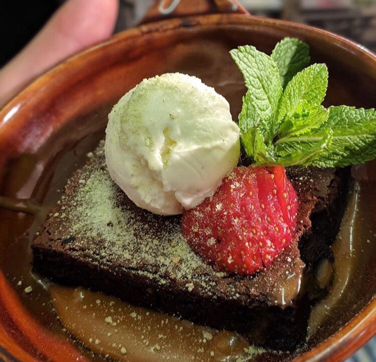 deCubaGlasgow's tweet photo. There is almost room for dessert 😏 How amazing does our chocolate brownie look? 🤤#sorrydiet #glasgow #decuba https://t.co/7HgDCKHAl8