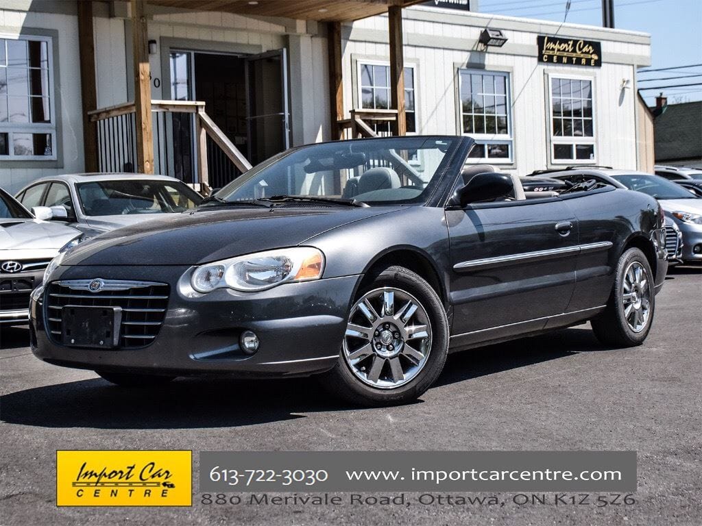 ImportCarCentre's tweet photo. President's choice!! Tons of summer left to go topless in this gorgeous convertible!! Leather w/suede seating surfaces, a/c, alloy wheels, power seats and top, 6 cyl pwr, 2005 Chrysler Sebring Convertible LTD, 177kkms, only $6,450 tax&amp;lic.  #iccs #importcatcentre #smetanaapproved https://t.co/Y07I3l0gJj
