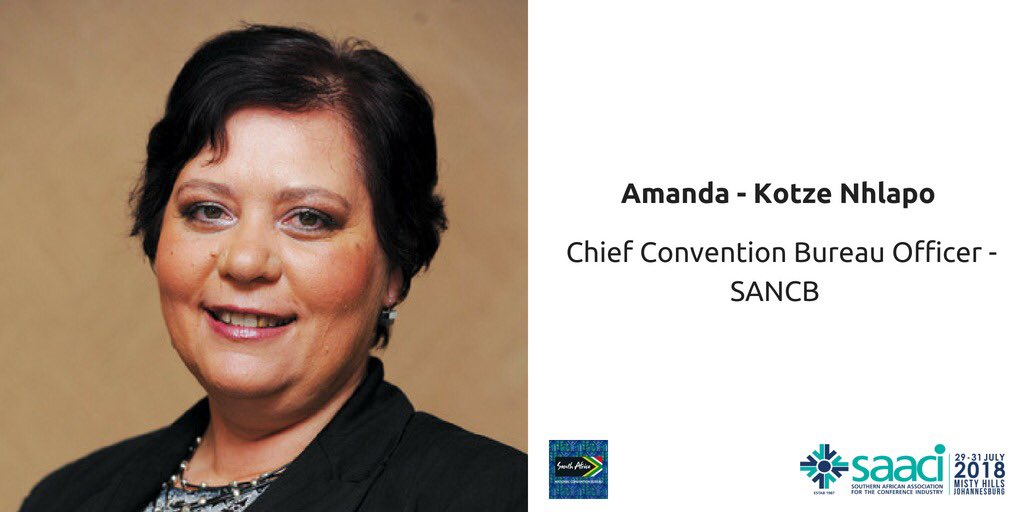 SA_NCB's tweet photo. UP NEXT: Chief Convention Bureau Officer at SANCB, Amanda - Kotze Nhlapo takes the stage to discuss the MICE Industry, beyond stats. #saaci #eventprofs #SAACI2018 https://t.co/j2A5MlXdcM
