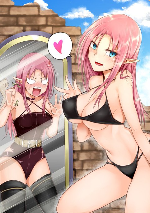 暑かったのでセリアさん(鏡)描いたよ 