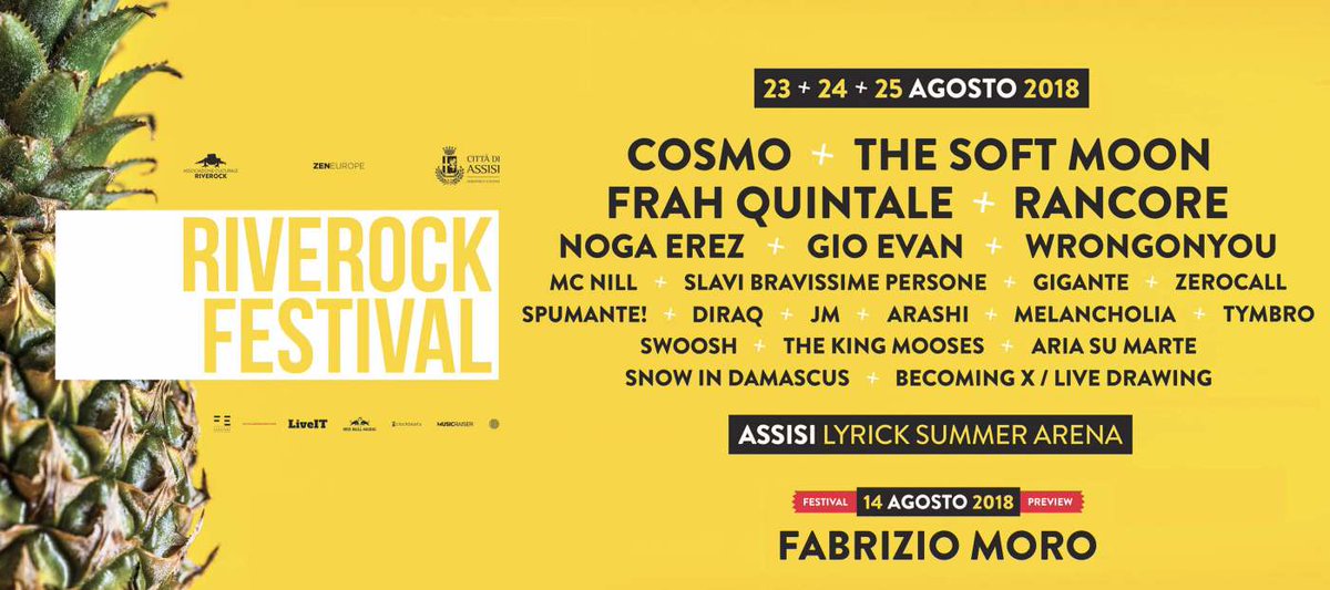 MusicTvOfficial's tweet photo. .@RiverockFest 2018, Assisi 23 - 25 agosto, anteprima con @FabrizioMoroOff CALENDARIO 📆⤵
https://t.co/0jQdRvHMN2 #Riverock https://t.co/ZSlSeGR8Z4